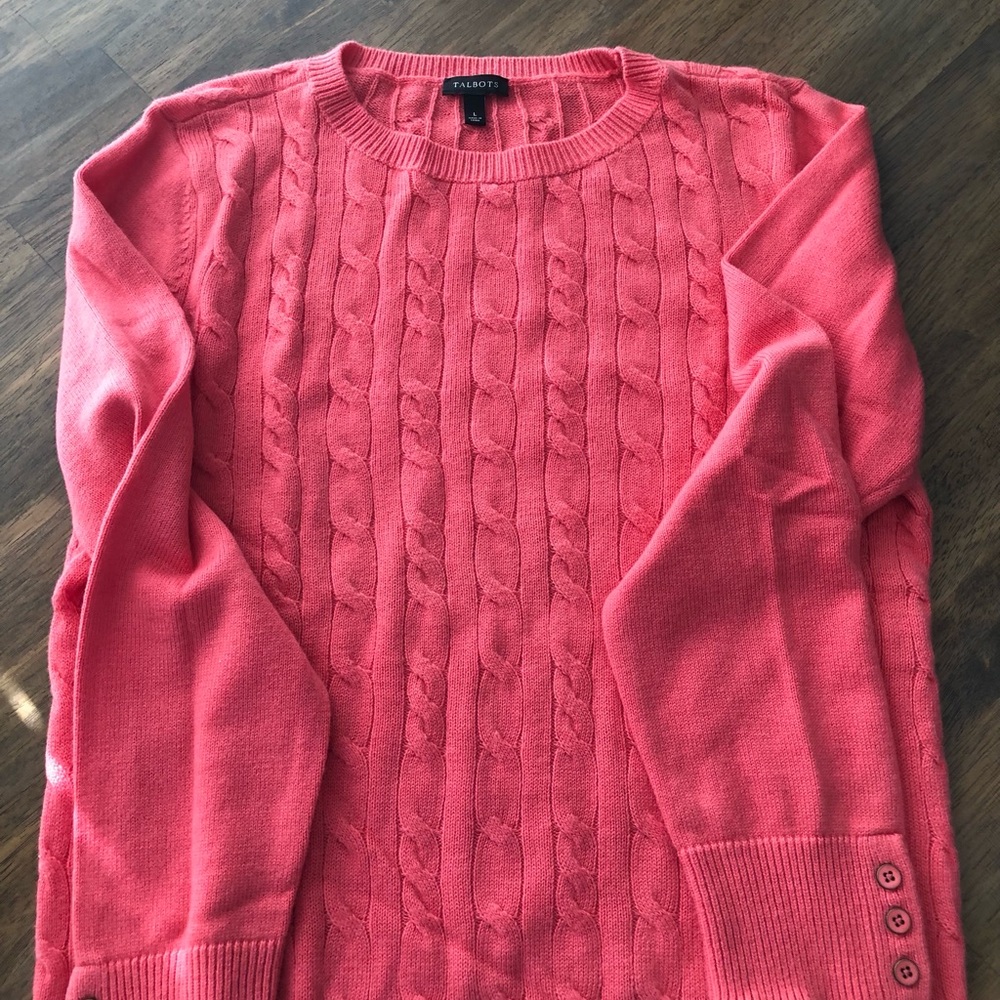 Talbots Women’s Large cable knit sweater - pink